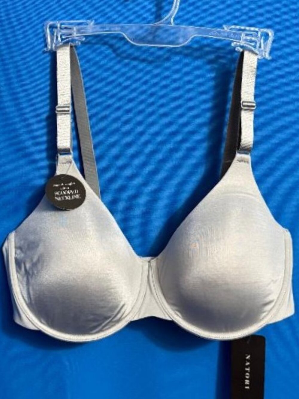 NEW $72.00 NATORI 38C / 38 C ~ QUARRY / GREY LIQUID SMOOTH SCOOPED NECKLINE BRA
